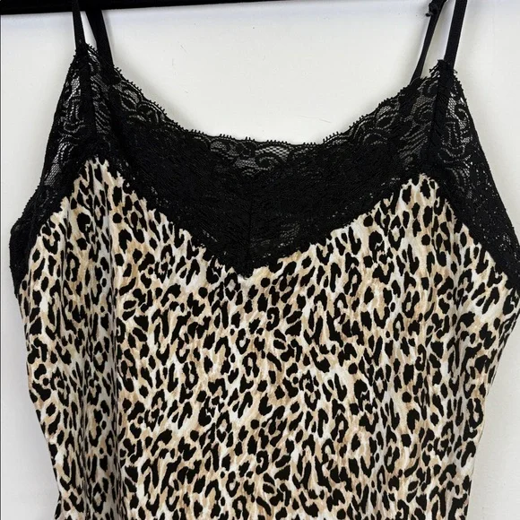 White House Black Market Animal Print & Black Lace Chemise/slip Sz Small - Picture 3 of 8